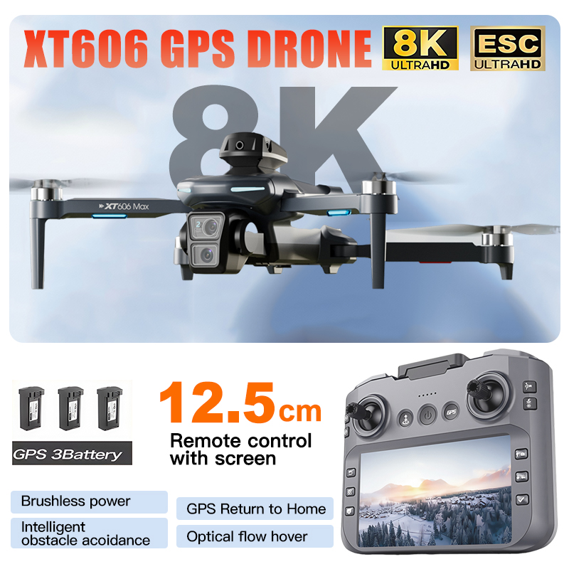 XT606 MAX 3 battery Drone 4k 8 - Drone Kit Long Range reseña y precio