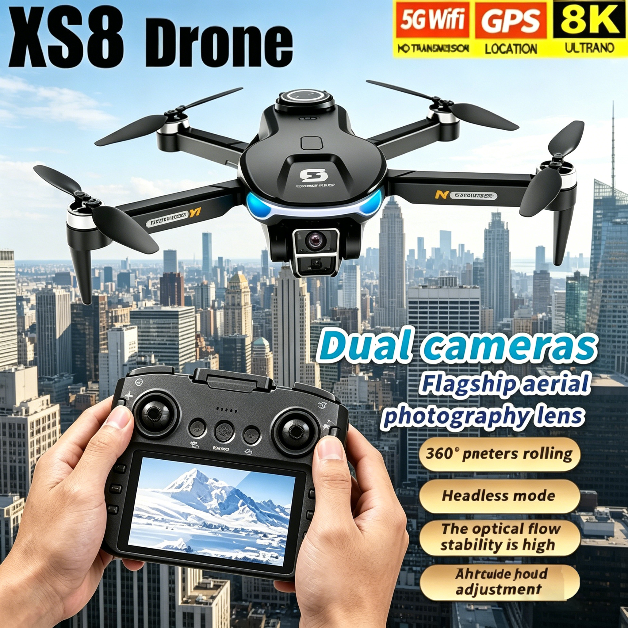 HD 8K Professional GPS Drone w - Drone Kit Hexacopter reseña y precio