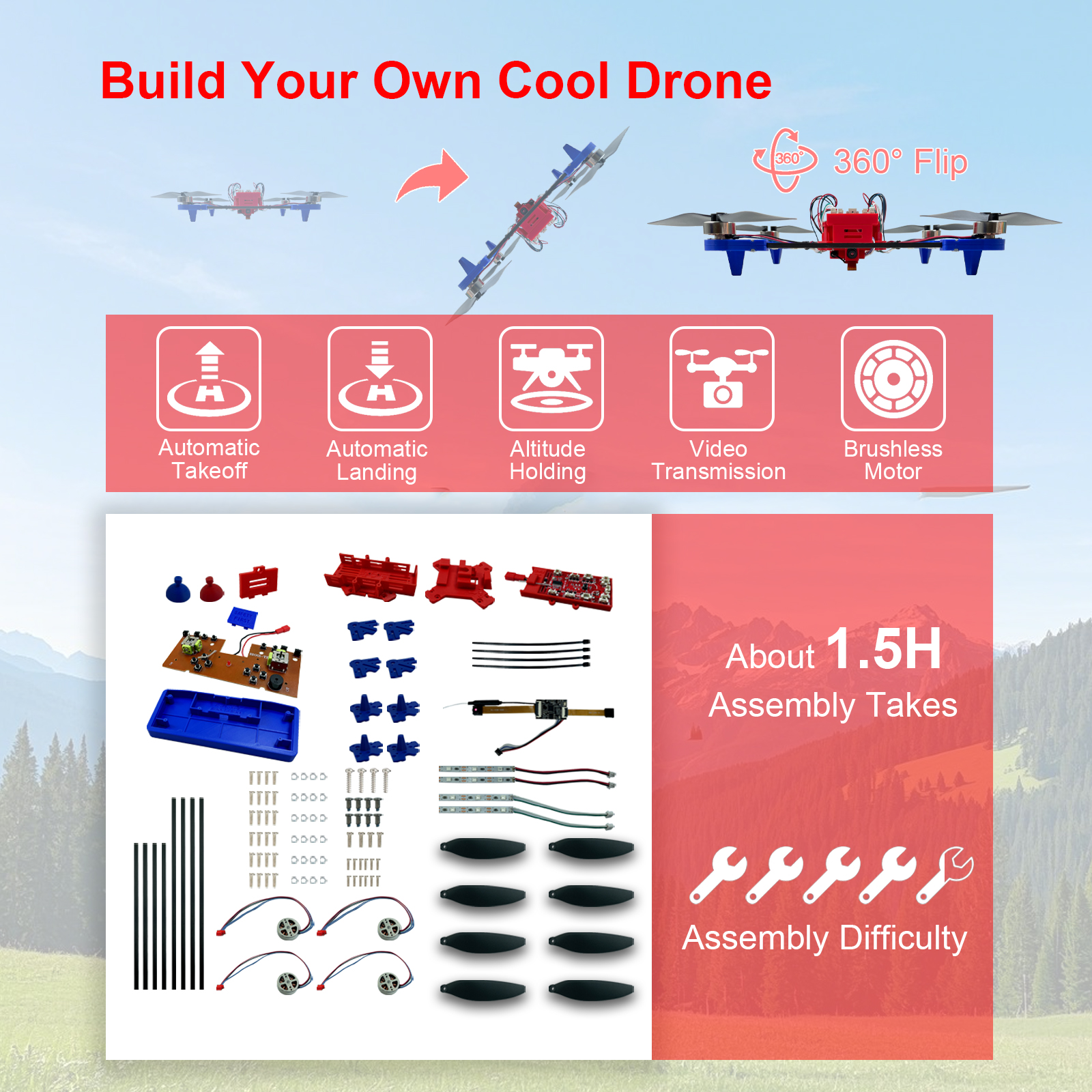 Drone Quadcopter DIY Kit Uniqu - Drone Kit Build Yourself reseña y precio
